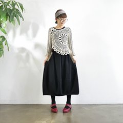 インド刺繍リボンのポケットが揺れる＊ふんわり大人可愛い＊ふんわり暖か裏起毛＊バルーンスカート＊ d-sk511画像