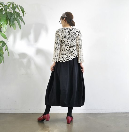 インド刺繍リボンのポケットが揺れる＊ふんわり大人可愛い＊ふんわり暖か裏起毛＊バルーンスカート＊ d-sk511画像