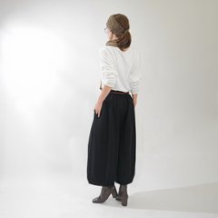 丸っこいシルエット＊どんなコーデにも相性抜群＊大人ナチュラルな無地＊バルーンワイドパンツ＊ブラック＊d-pn506画像