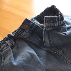 柔らかデニムのコクーンパンツ＊ゆるっと丸いシルエット＊ゆったり体型カバー＊ウォッシュドライトブルー＊着丈2展開＊d-pn3002画像