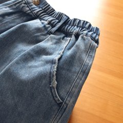 柔らかデニムのコクーンパンツ＊ゆるっと丸いシルエット＊ゆったり体型カバー＊ウォッシュドライトブルー＊着丈2展開＊d-pn3002画像