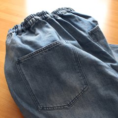 柔らかデニムのコクーンパンツ＊ゆるっと丸いシルエット＊ゆったり体型カバー＊ウォッシュドライトブルー＊着丈2展開＊d-pn3002画像