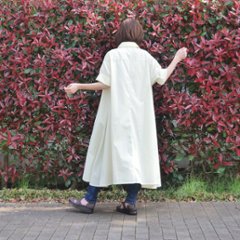 着丈2展開＊スキッパー襟＊こなれ感あるゆったりデザイン＊七分袖＊フレアワンピース＊無地＊d-dr2002画像