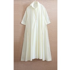 着丈2展開＊スキッパー襟＊こなれ感あるゆったりデザイン＊七分袖＊フレアワンピース＊無地＊d-dr2002画像