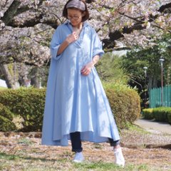 着丈2展開＊スキッパー襟＊こなれ感あるゆったりデザイン＊七分袖＊フレアワンピース＊無地＊d-dr2002画像