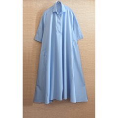 着丈2展開＊スキッパー襟＊こなれ感あるゆったりデザイン＊七分袖＊フレアワンピース＊無地＊d-dr2002画像