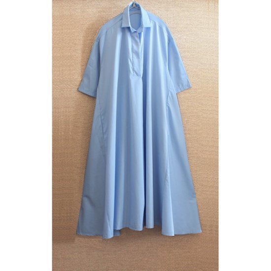 着丈2展開＊スキッパー襟＊こなれ感あるゆったりデザイン＊七分袖＊フレアワンピース＊無地＊d-dr2002画像