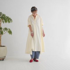 着丈2展開＊スキッパー襟＊こなれ感あるゆったりデザイン＊七分袖＊フレアワンピース＊無地＊d-dr2002画像