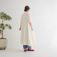 着丈2展開＊スキッパー襟＊こなれ感あるゆったりデザイン＊七分袖＊フレアワンピース＊無地＊d-dr2002画像