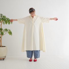 着丈2展開＊スキッパー襟＊こなれ感あるゆったりデザイン＊七分袖＊フレアワンピース＊無地＊d-dr2002画像