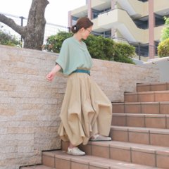 抜け感スキッパー襟＊軽やかドルマン＊楊柳風素材＊ゆったり体型カバー＊薄手ストレッチ＊ブラウス＊シャツ＊d-tp3015画像