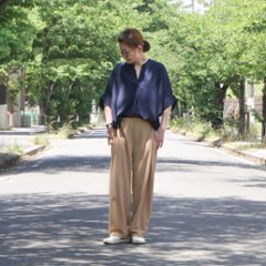 抜け感スキッパー襟＊軽やかドルマン＊楊柳風素材＊ゆったり体型カバー＊薄手ストレッチ＊ブラウス＊シャツ＊d-tp3015画像