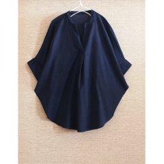 抜け感スキッパー襟＊軽やかドルマン＊楊柳風素材＊ゆったり体型カバー＊薄手ストレッチ＊ブラウス＊シャツ＊d-tp3015画像