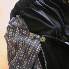 リーフ柄が映える＊重ね着風＊前開きデザイン＊ワイドパンツ＊ゆったり楽ちん＊すっきり見え＊個性的＊d-pn519画像