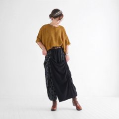 リーフ柄が映える＊重ね着風＊前開きデザイン＊ワイドパンツ＊ゆったり楽ちん＊すっきり見え＊個性的＊d-pn519画像