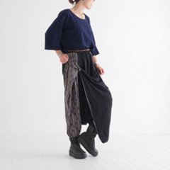 リーフ柄が映える＊重ね着風＊前開きデザイン＊ワイドパンツ＊ゆったり楽ちん＊すっきり見え＊個性的＊d-pn519画像