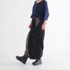 リーフ柄が映える＊重ね着風＊前開きデザイン＊ワイドパンツ＊ゆったり楽ちん＊すっきり見え＊個性的＊d-pn519画像