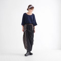 リーフ柄が映える＊重ね着風＊前開きデザイン＊ワイドパンツ＊ゆったり楽ちん＊すっきり見え＊個性的＊d-pn519画像