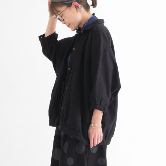 ビッグシルエット＊裏面起毛＊7分袖＊ゆったりシャツジャケット＊ドルマン風＊綿素材＊d-tp503-w画像