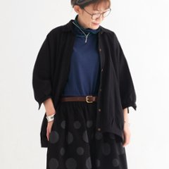 ビッグシルエット＊裏面起毛＊7分袖＊ゆったりシャツジャケット＊ドルマン風＊綿素材＊d-tp503-w画像
