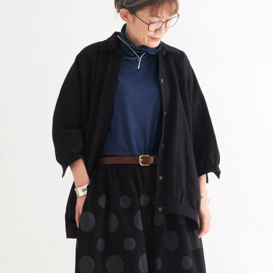 ビッグシルエット＊裏面起毛＊7分袖＊ゆったりシャツジャケット＊ドルマン風＊綿素材＊d-tp503-w画像