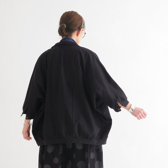 ビッグシルエット＊裏面起毛＊7分袖＊ゆったりシャツジャケット＊ドルマン風＊綿素材＊d-tp503-w画像