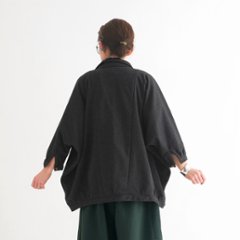 ビッグシルエット＊裏面起毛＊7分袖＊ゆったりシャツジャケット＊ドルマン風＊綿素材＊d-tp503-w画像