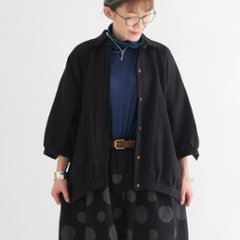 ビッグシルエット＊裏面起毛＊7分袖＊ゆったりシャツジャケット＊ドルマン風＊綿素材＊d-tp503-w画像