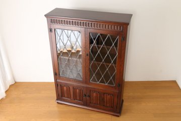Oak leaded door bookcase画像