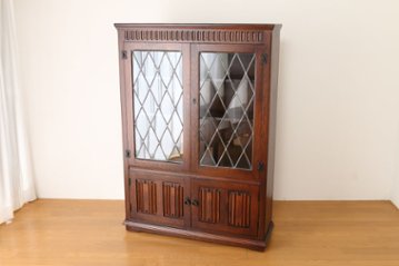Oak leaded door bookcase画像