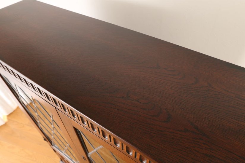 Oak leaded door bookcase画像