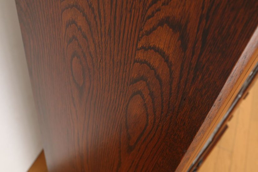 Oak leaded door bookcase画像