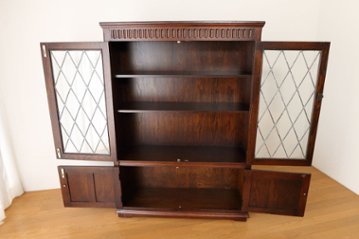 Oak leaded door bookcase画像