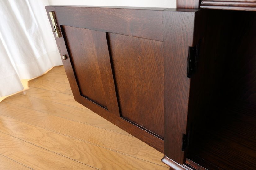Oak leaded door bookcase画像