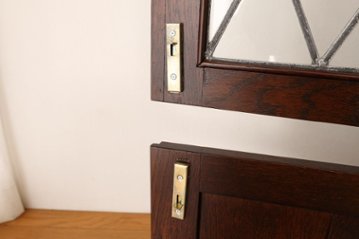 Oak leaded door bookcase画像
