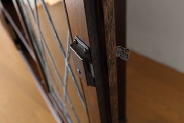 Oak leaded door bookcase画像
