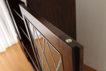 Oak leaded door bookcase画像