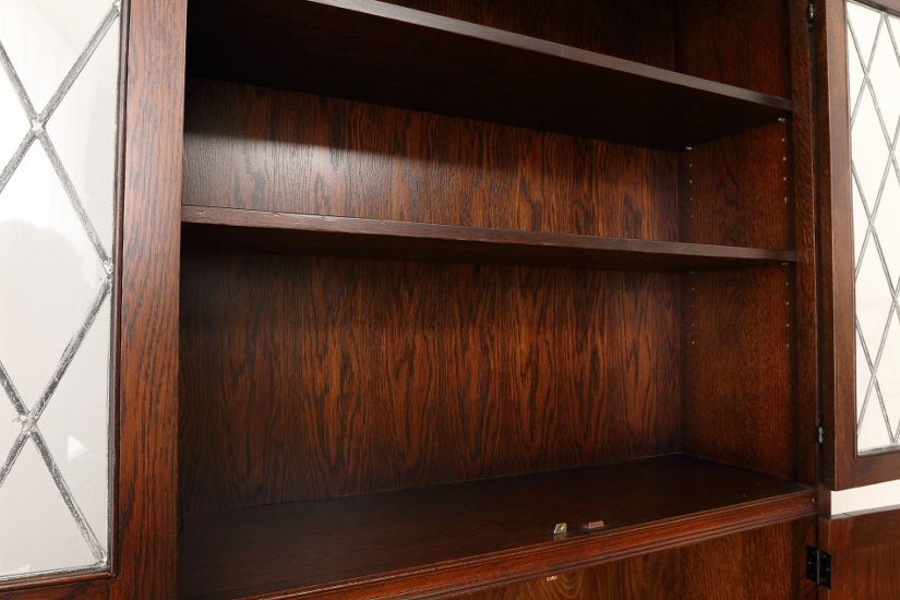 Oak leaded door bookcase画像