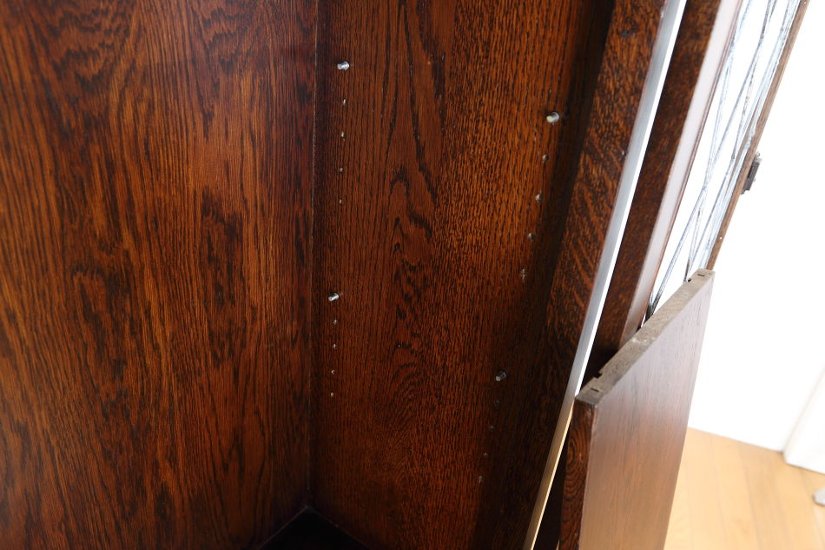 Oak leaded door bookcase画像
