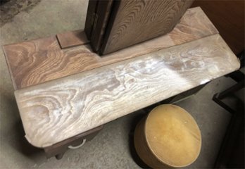 大正浪漫　ケヤキ三面鏡台＆専用スツール画像