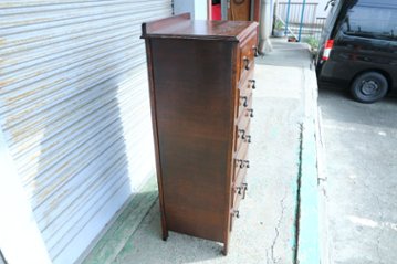 Art Deco style oak tall chest of 6 drawers画像