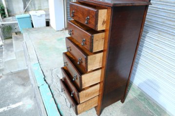 Art Deco style oak tall chest of 6 drawers画像