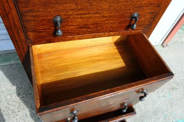 Art Deco style oak tall chest of 6 drawers画像