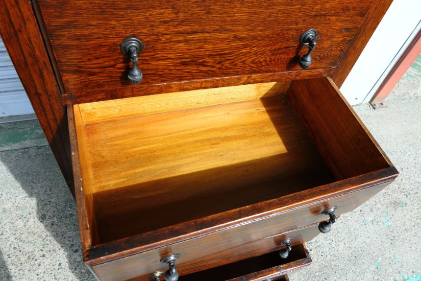 Art Deco style oak tall chest of 6 drawers画像