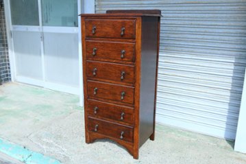 Art Deco style oak tall chest of 6 drawers画像