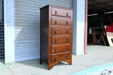 Art Deco style oak tall chest of 6 drawers画像