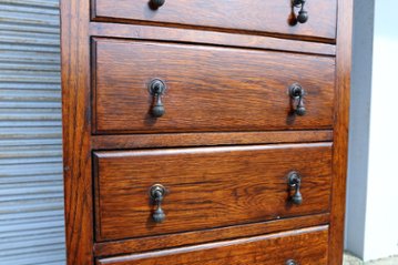 Art Deco style oak tall chest of 6 drawers画像