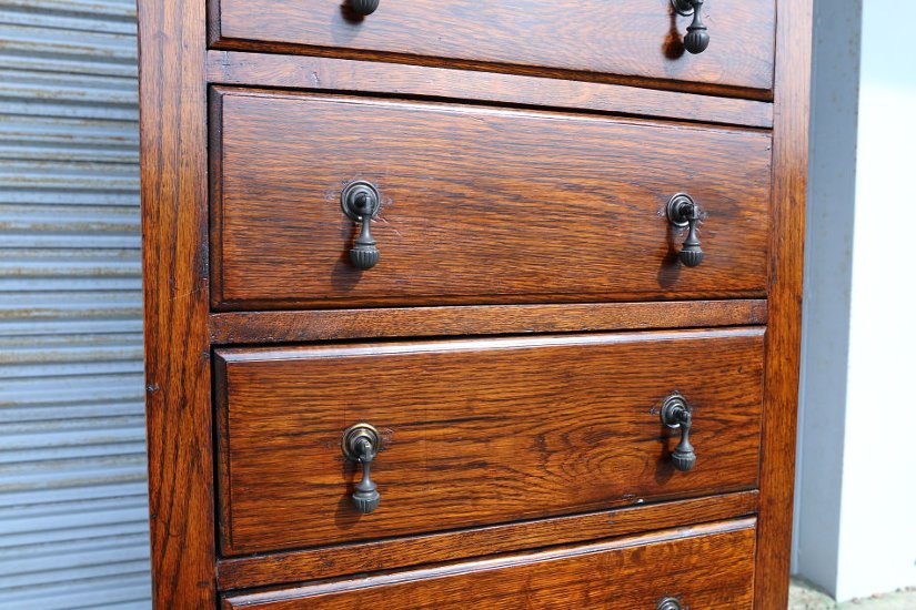 Art Deco style oak tall chest of 6 drawers画像