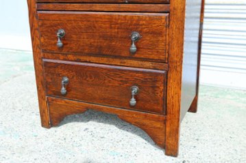 Art Deco style oak tall chest of 6 drawers画像