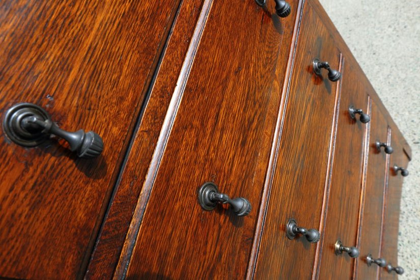 Art Deco style oak tall chest of 6 drawers画像